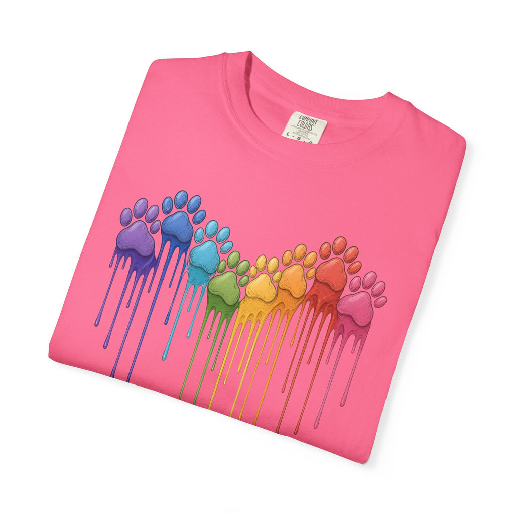 Rainbow Dog Paw Heart T-Shirt