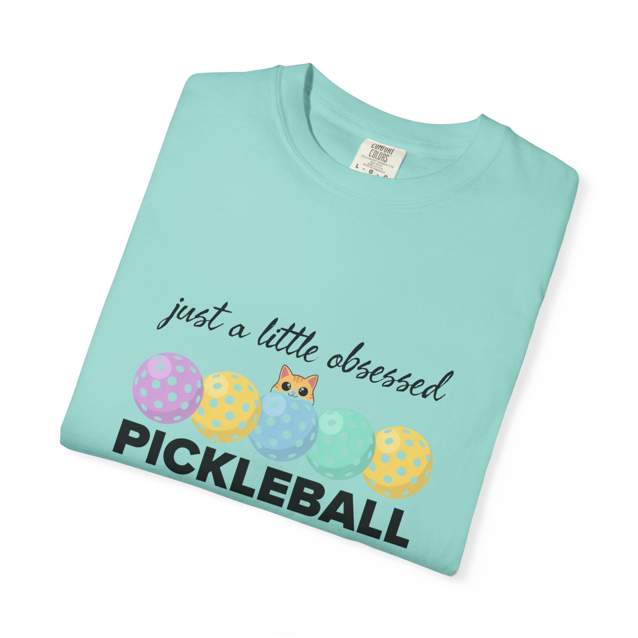 Cats Pickleball Obsessed T-Shirt — “just a little obsessed” Cute Paddle & Ball Tee