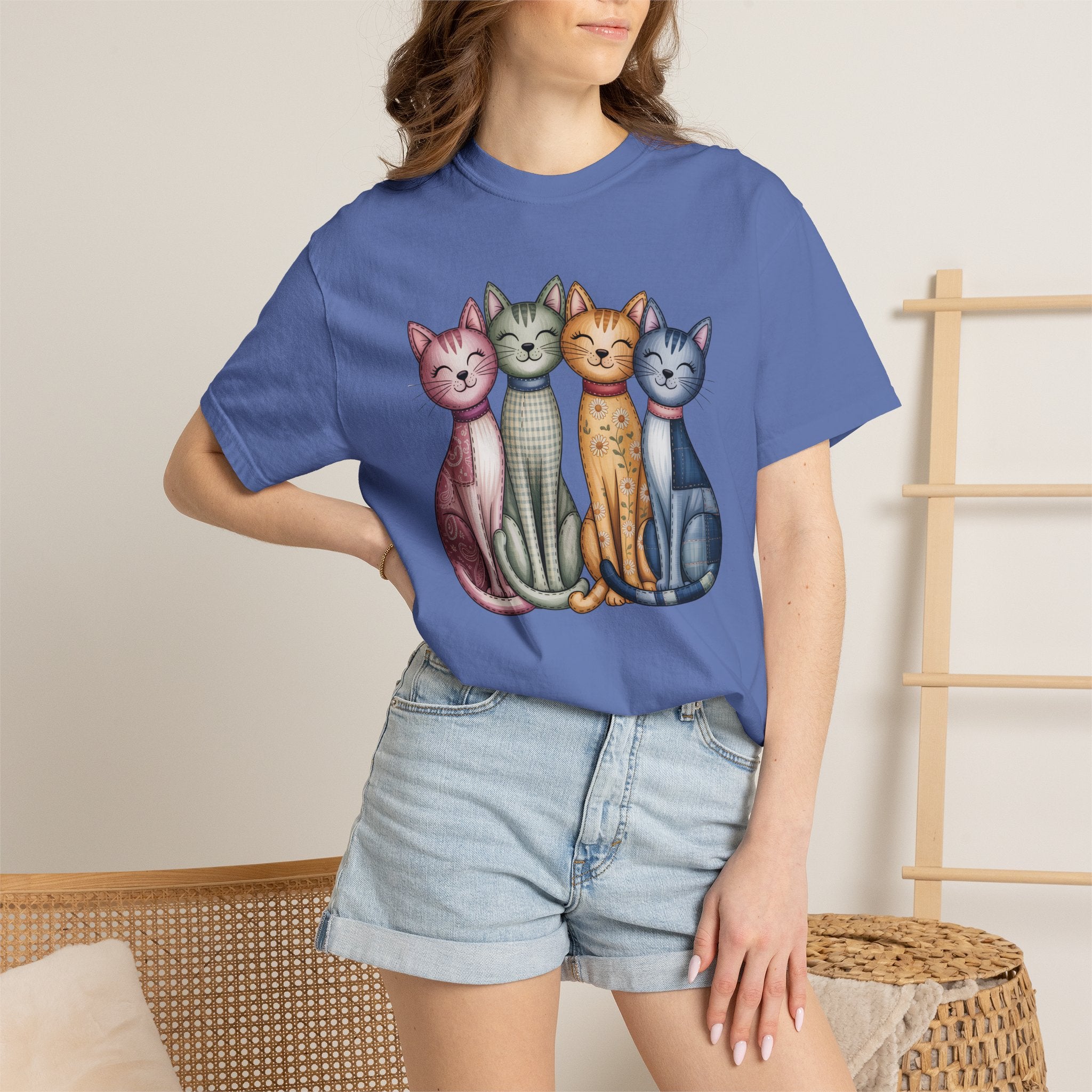 Fabric Textile Cat T-shirt