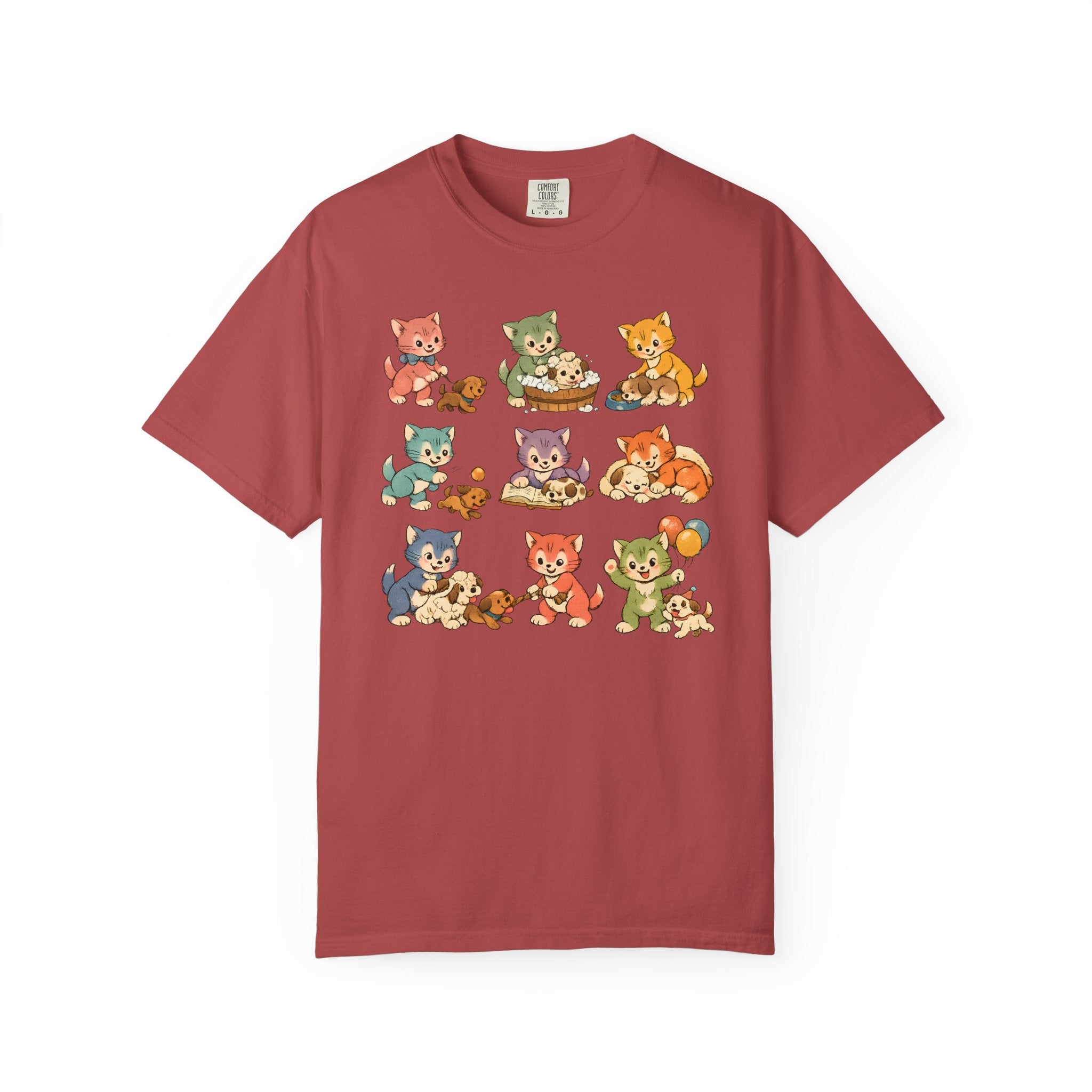 Cute Retro Cat Patchwork T-Shirt