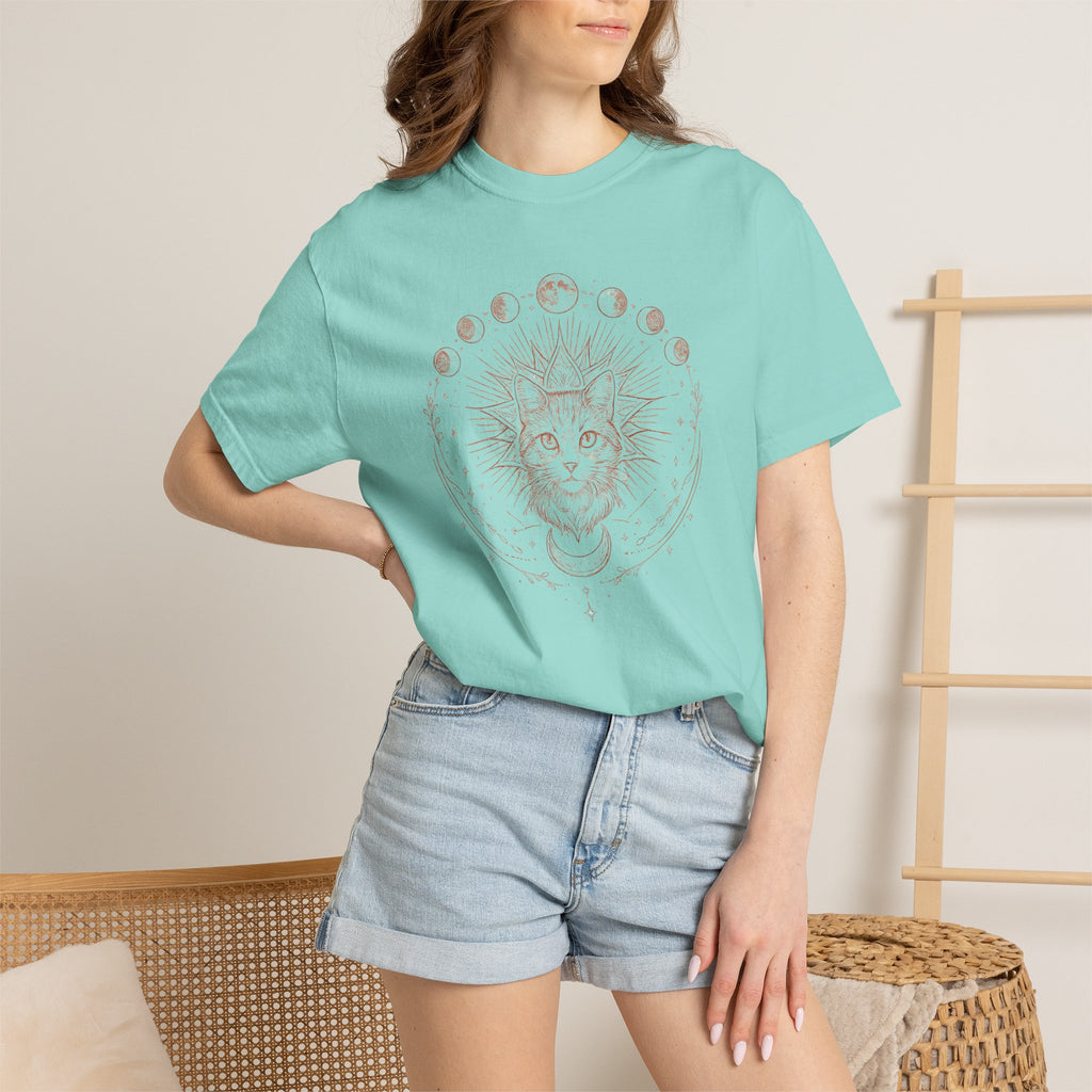 Celestial Sun & Moon Phases Cat T-Shirt