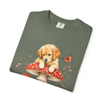 Puppy on Mushroom T-Shirt – Cute Dog & Butterfly Woodland Tee