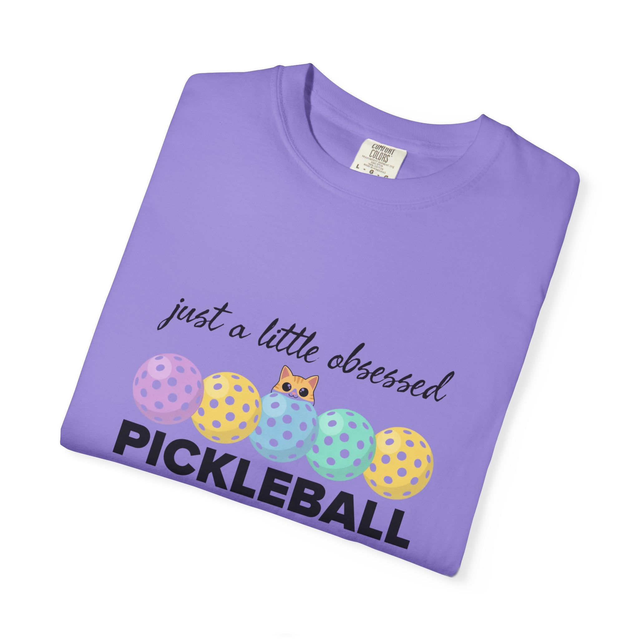 Cats Pickleball Obsessed T-Shirt — “just a little obsessed” Cute Paddle & Ball Tee