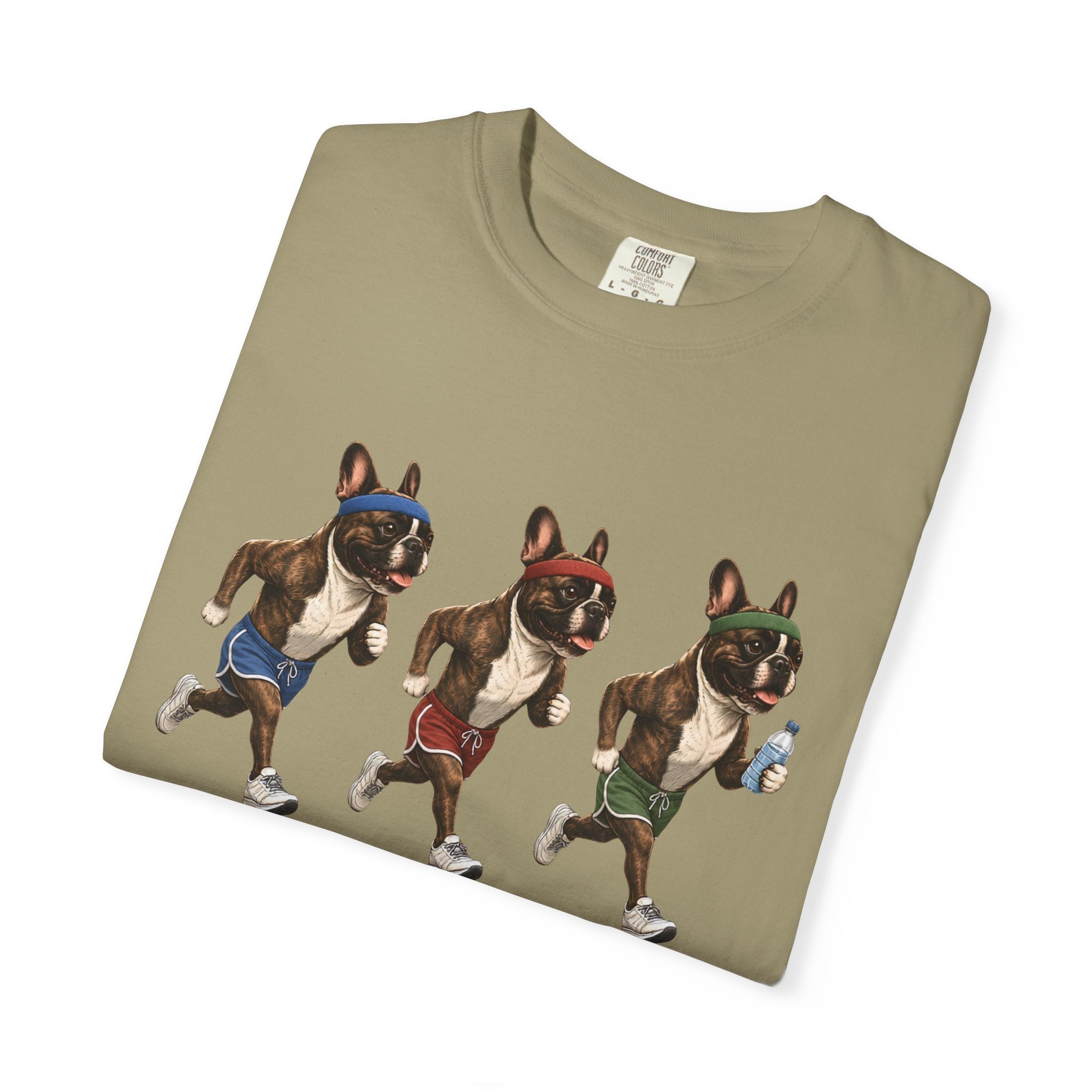 Running Frenchie Fitness Dog Graphic T-Shirt