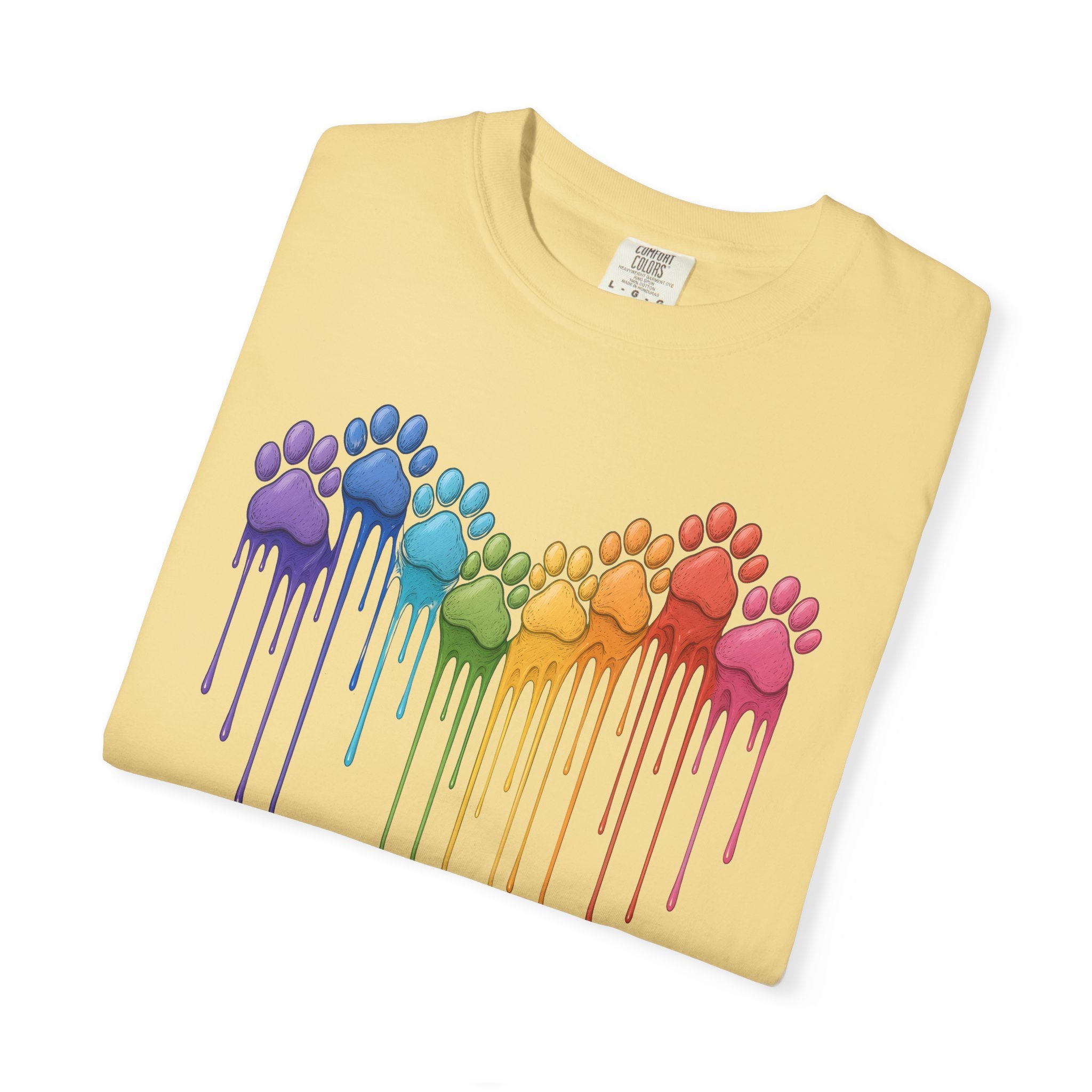 Rainbow Dog Paw Heart T-Shirt