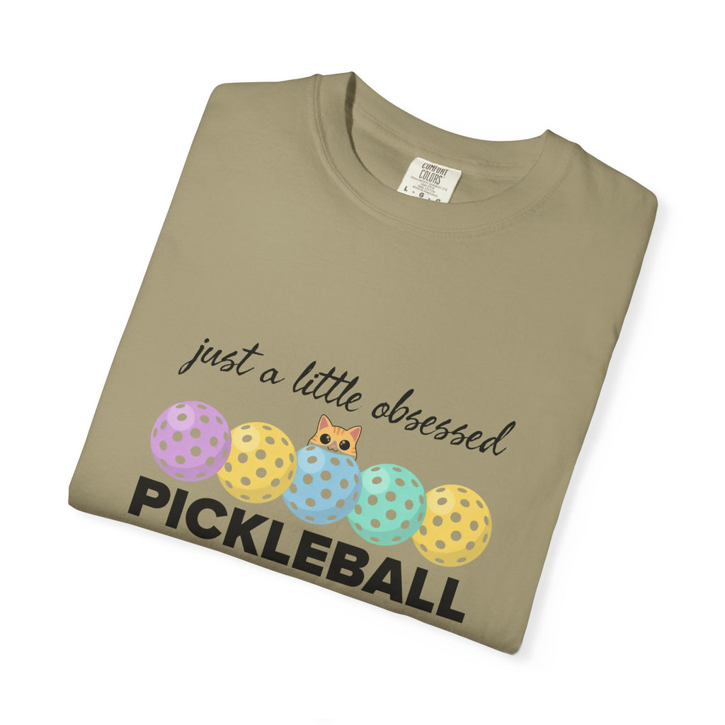 Cats Pickleball Obsessed T-Shirt — “just a little obsessed” Cute Paddle & Ball Tee