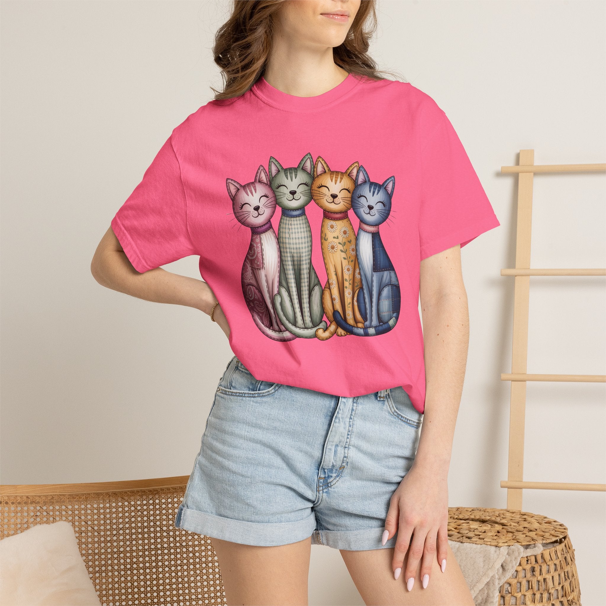 Fabric Textile Cat T-shirt