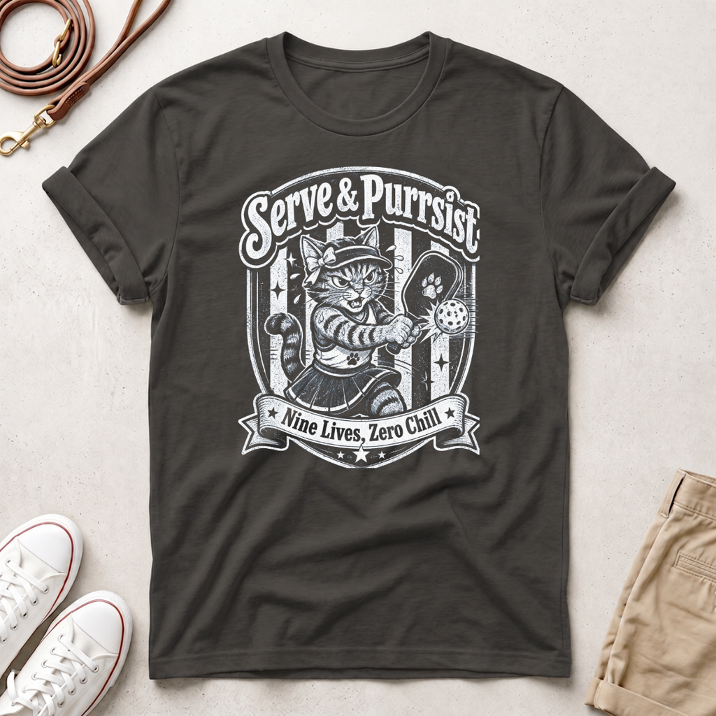 Pickle Ball Serve & Purrsist Cat T-Shirt