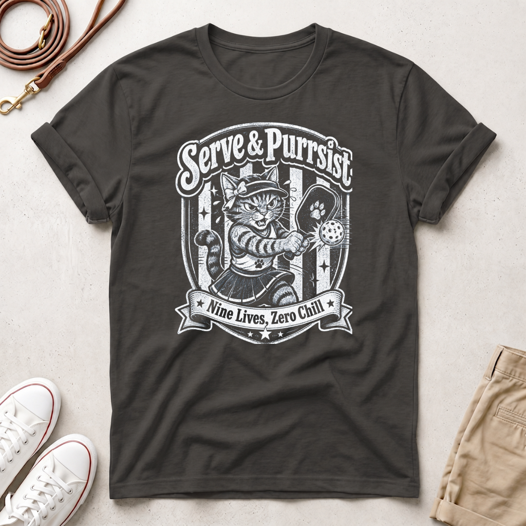 Pickle Ball Serve & Purrsist Cat T-Shirt