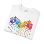 Rainbow Dog Paw Heart T-Shirt