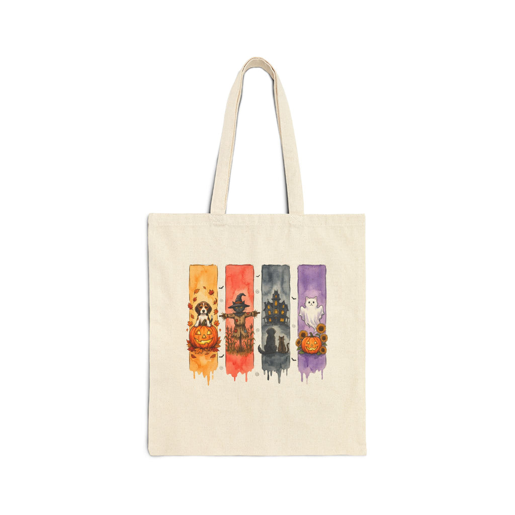 Halloween Watercolor Panels Cotton Tote Bag