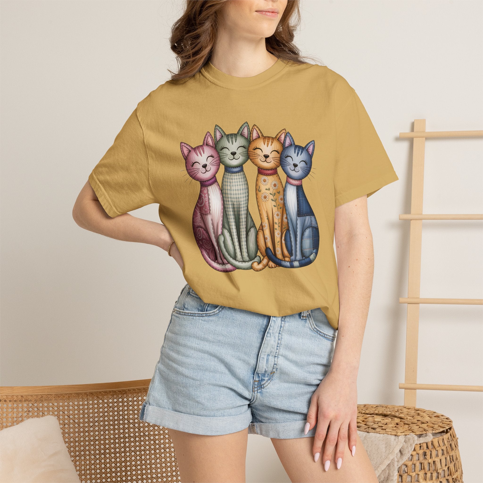 Fabric Textile Cat T-shirt