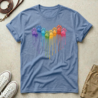 Rainbow Dog Paw Heart T-Shirt