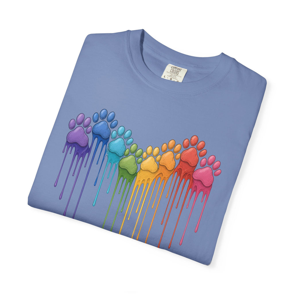 Rainbow Dog Paw Heart T-Shirt