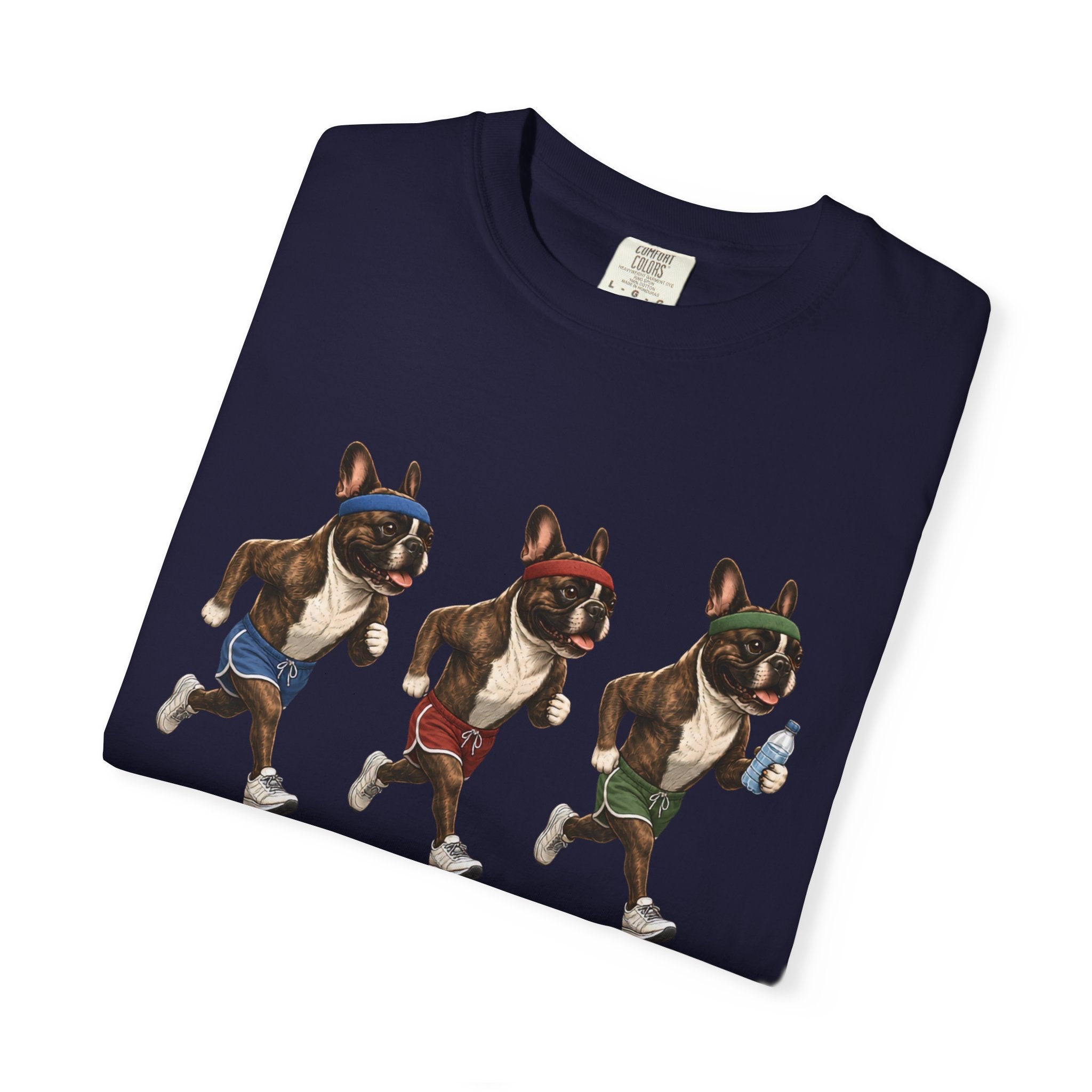 Running Frenchie Fitness Dog Graphic T-Shirt
