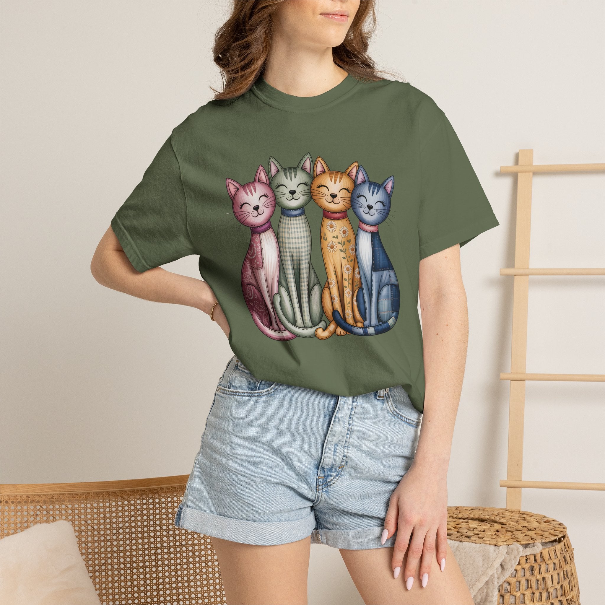 Fabric Textile Cat T-shirt