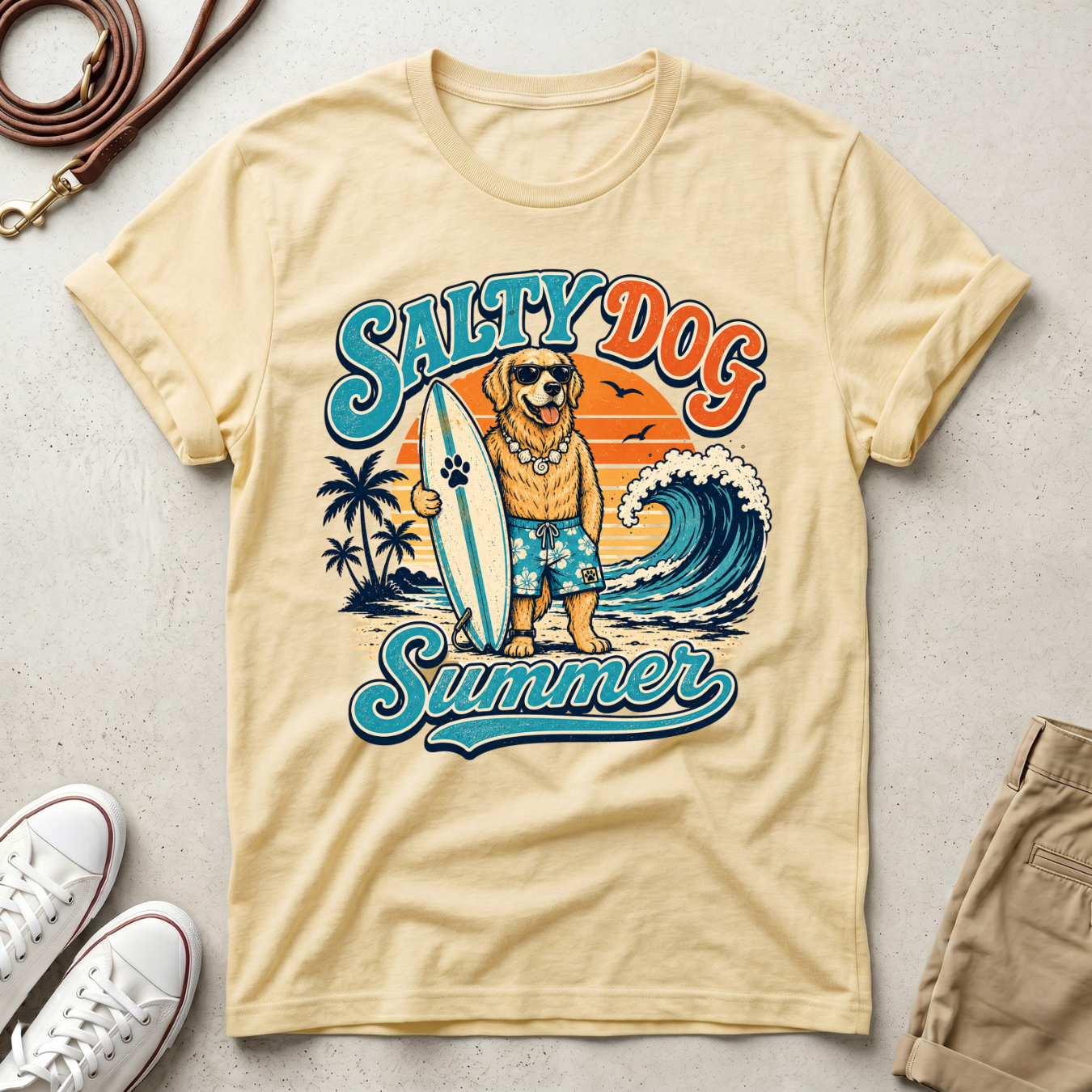 Surfing Dog Summer T-Shirt