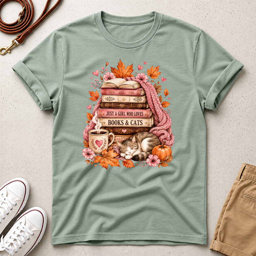 Just a Girl, Who Loves Books & CatsT-Shirt