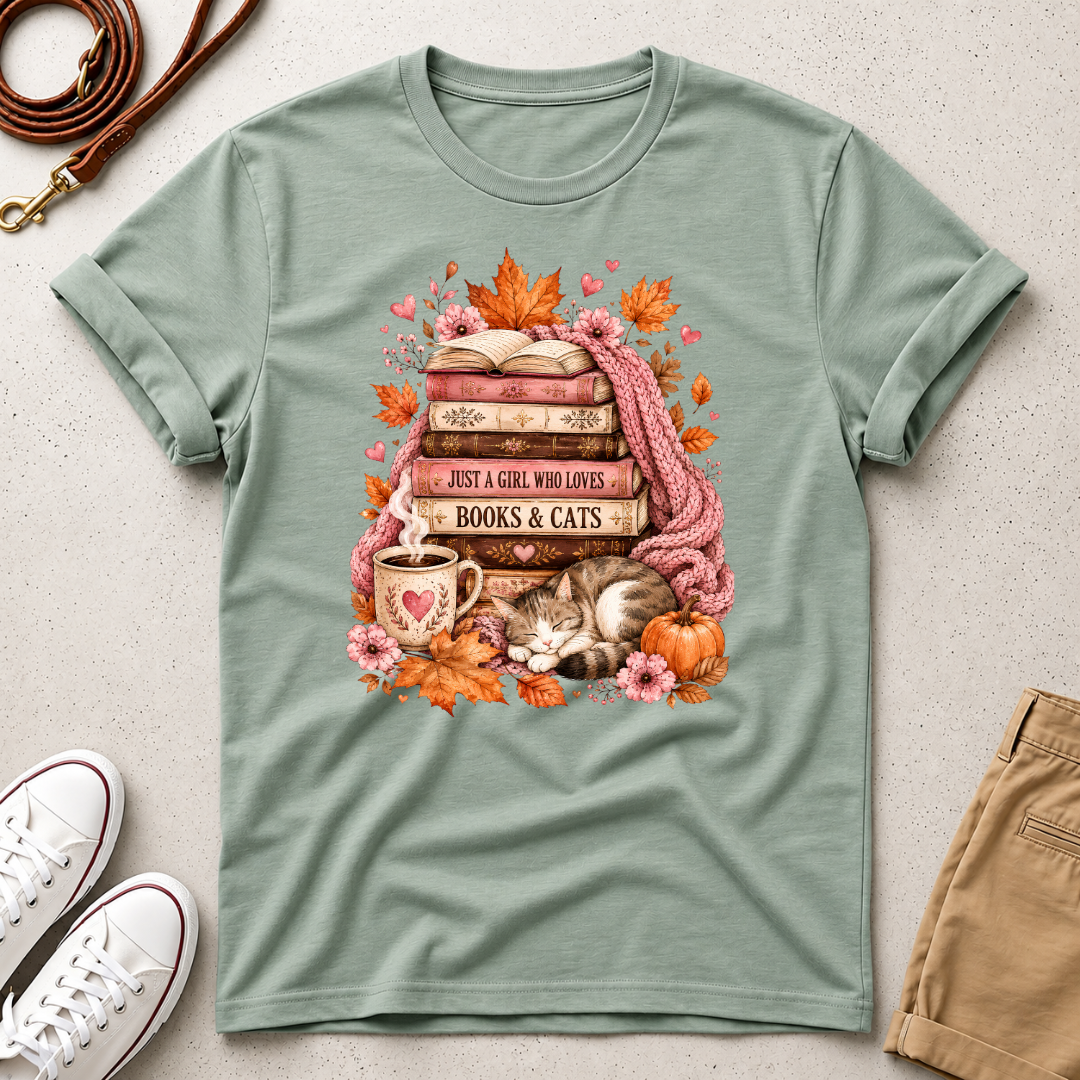 Just a Girl, Who Loves Books & CatsT-Shirt