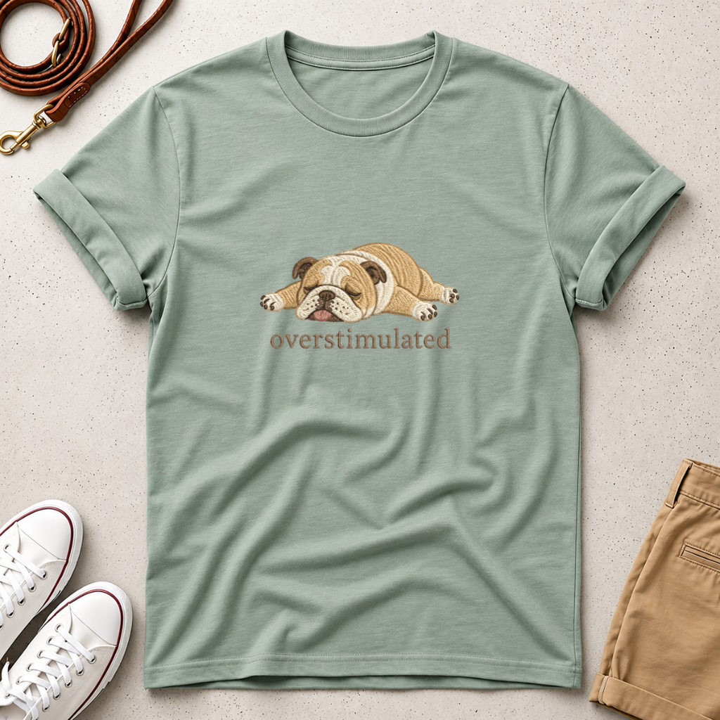 Overstimulated Bulldog  Dog Graphic Tee