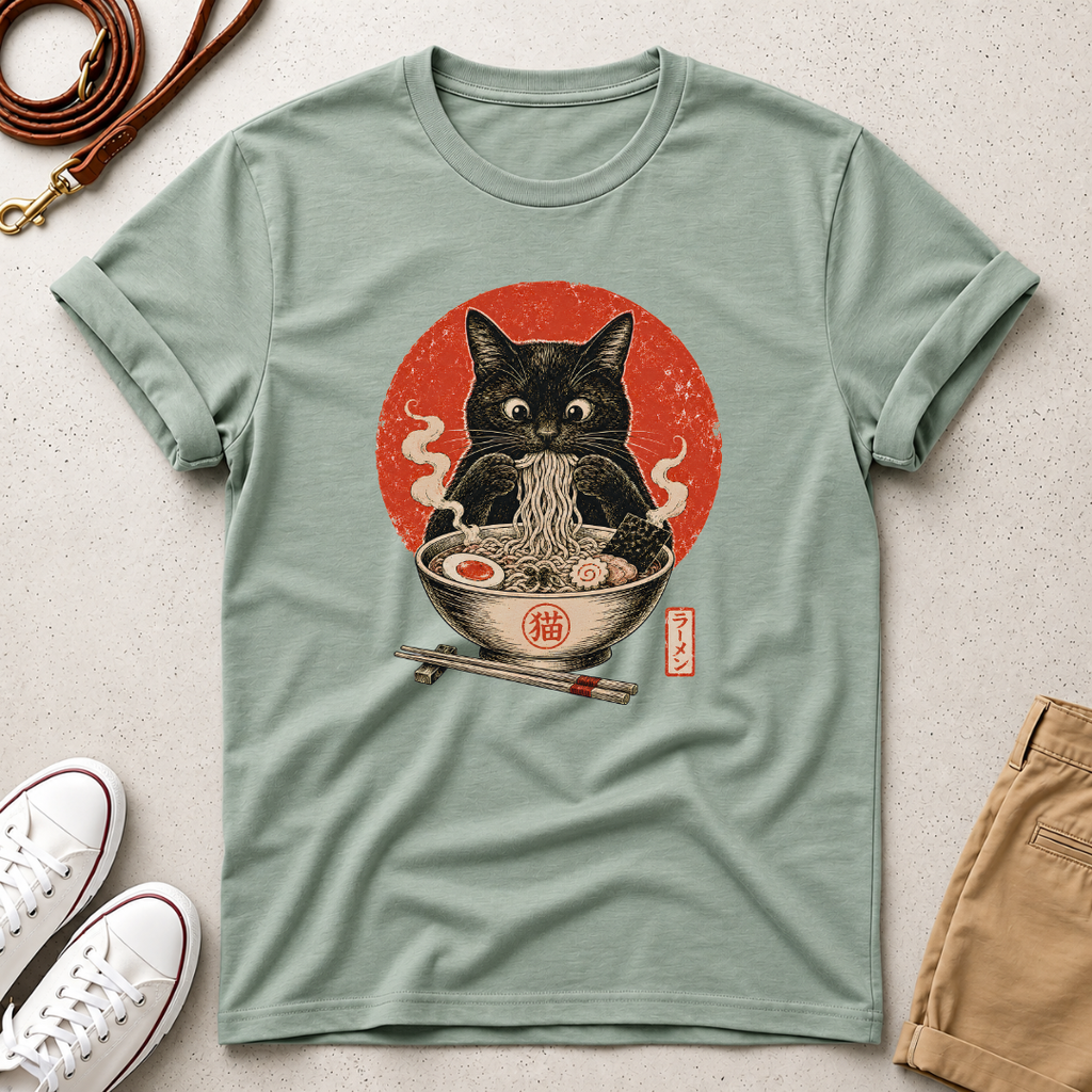 Japanese Neko Bowl Ramen Cat T-Shirt