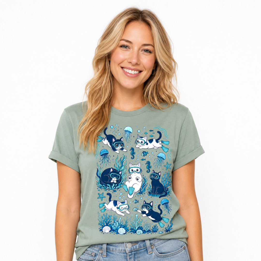 Underwater Cats Graphic T-Shirt