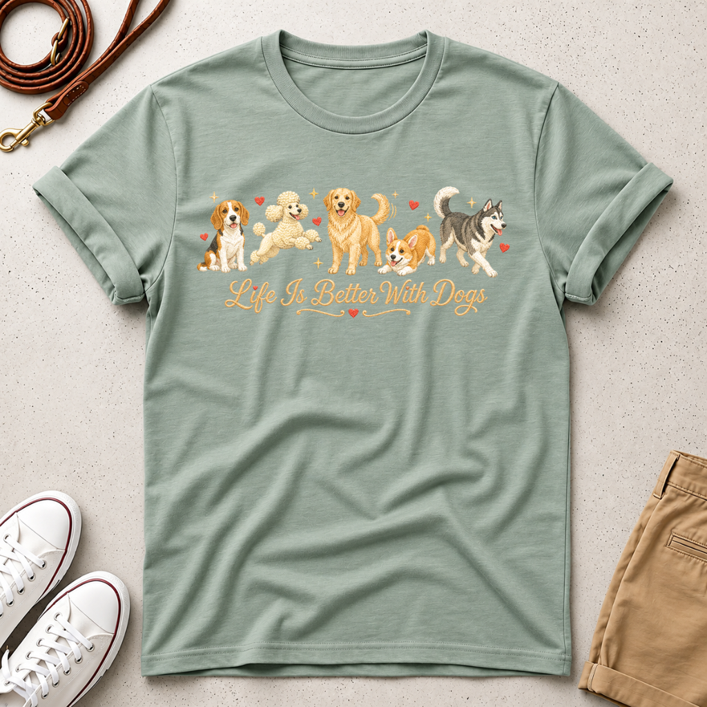 Dog Mom T-Shirt — Cute Row of Dogs Graphic Tee