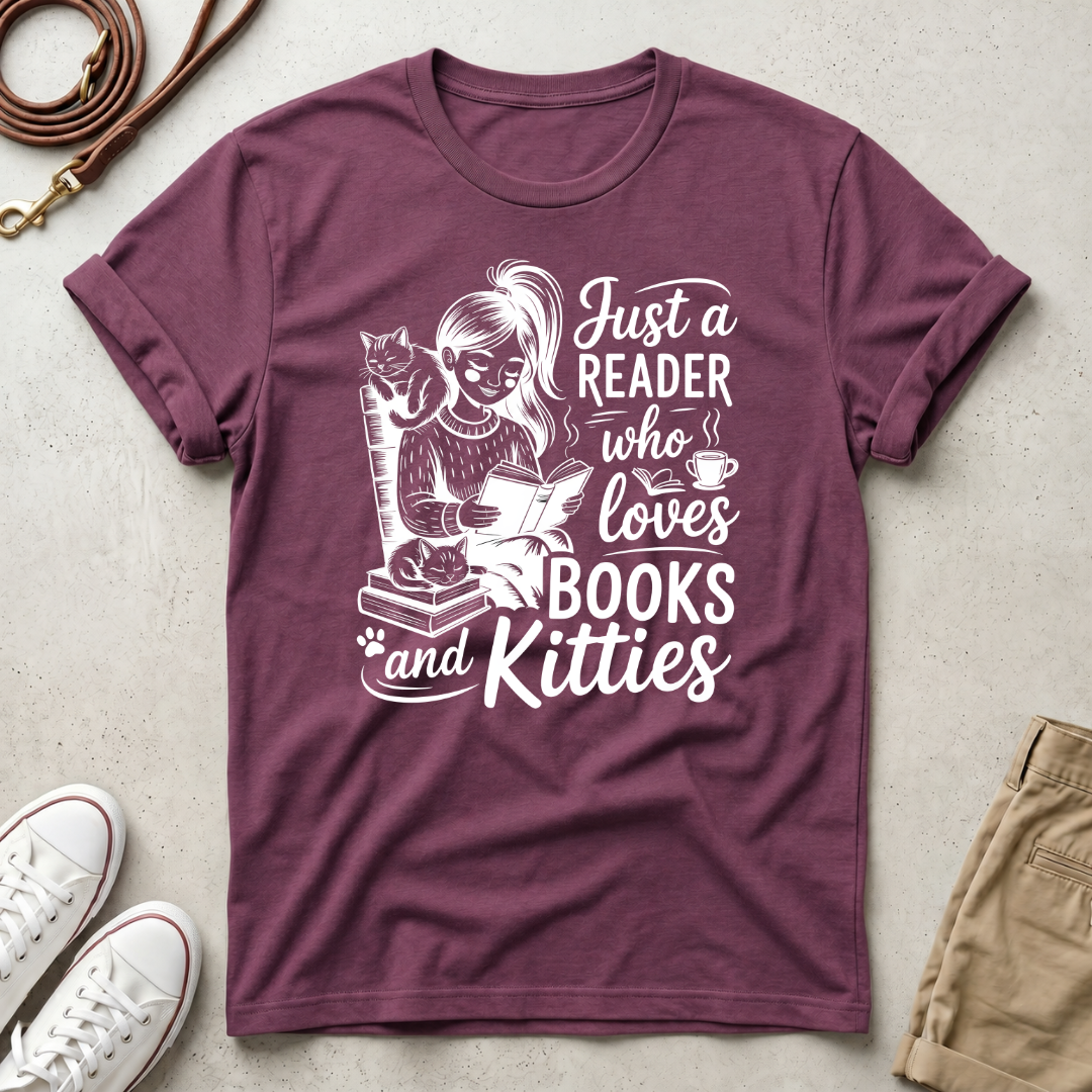 Reader Who Loves Books & Cat Graphic T-Shirt