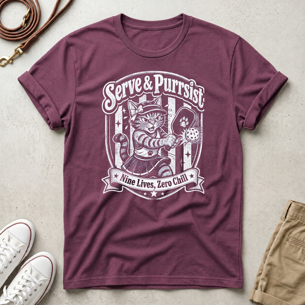 Pickle Ball Serve & Purrsist Cat T-Shirt