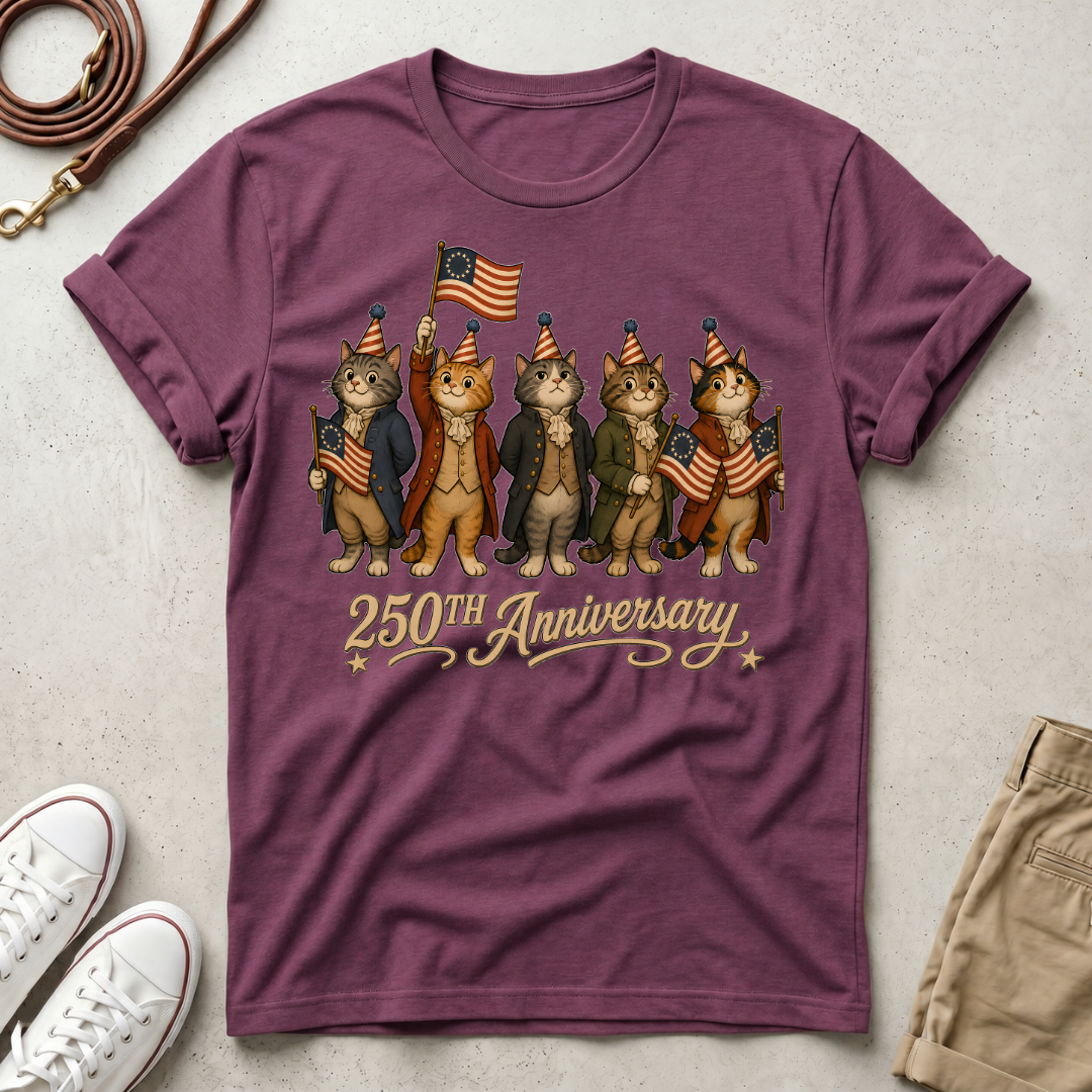 Patriotic Cats 250th Anniversary T-Shirt
