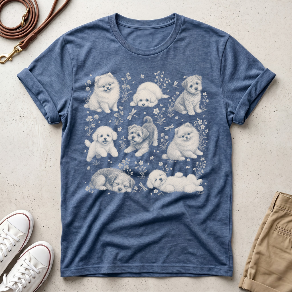 Pomeranian Puppy Pattern T-Shirt