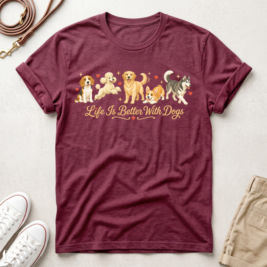Dog Mom T-Shirt — Cute Row of Dogs Graphic Tee