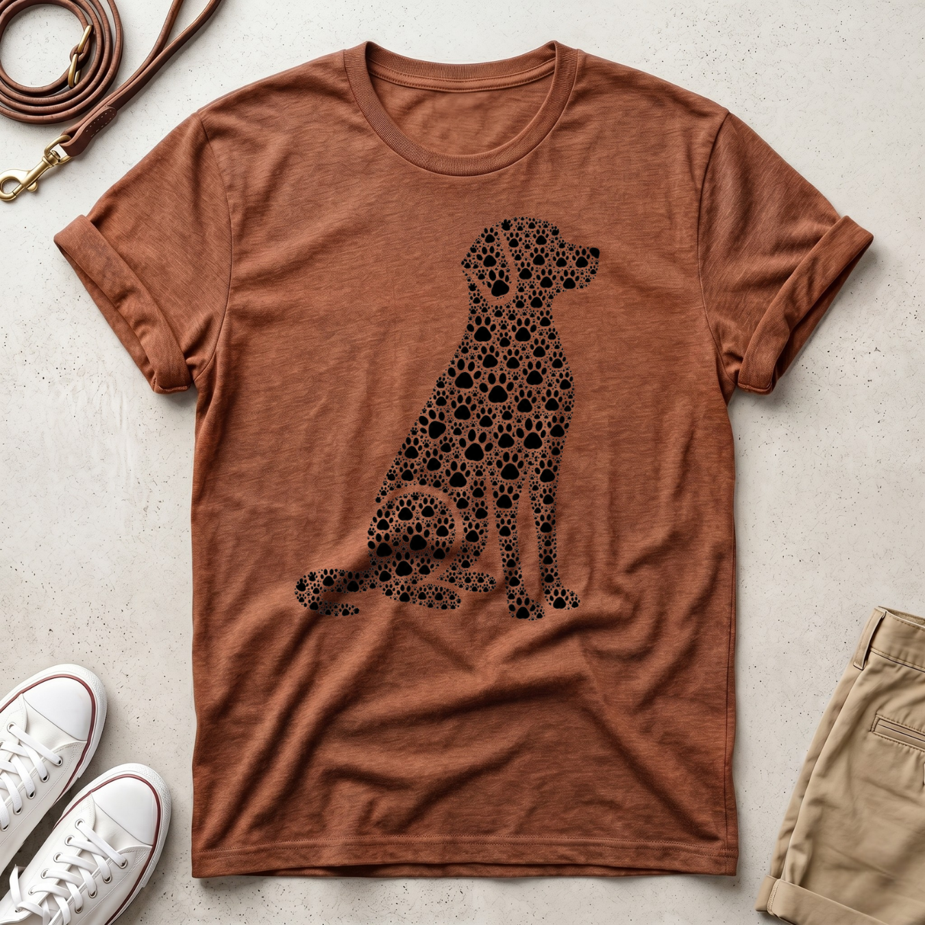 Dog Silhouette Floral T-Shirt
