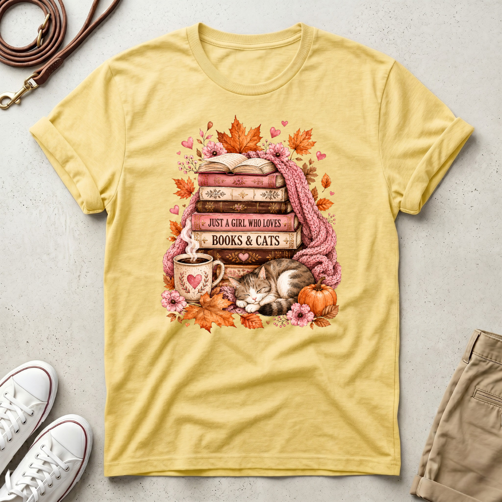 Just a Girl, Who Loves Books & CatsT-Shirt