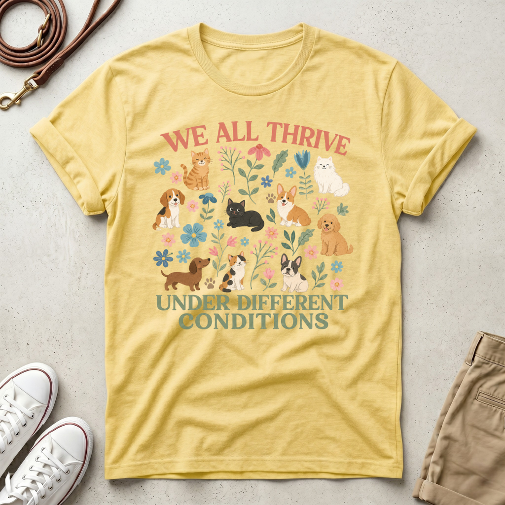 We All Thrive Under Different Conditions Dog Lover T‑Shirt