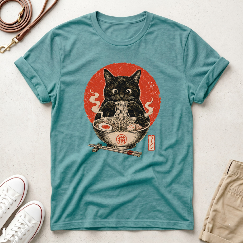 Japanese Neko Bowl Ramen Cat T-Shirt