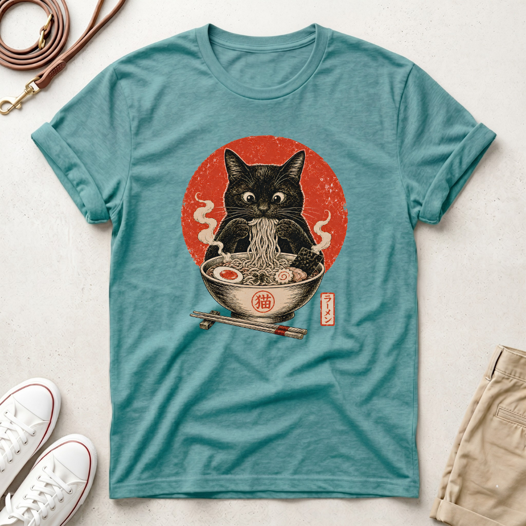 Japanese Neko Bowl Ramen Cat T-Shirt