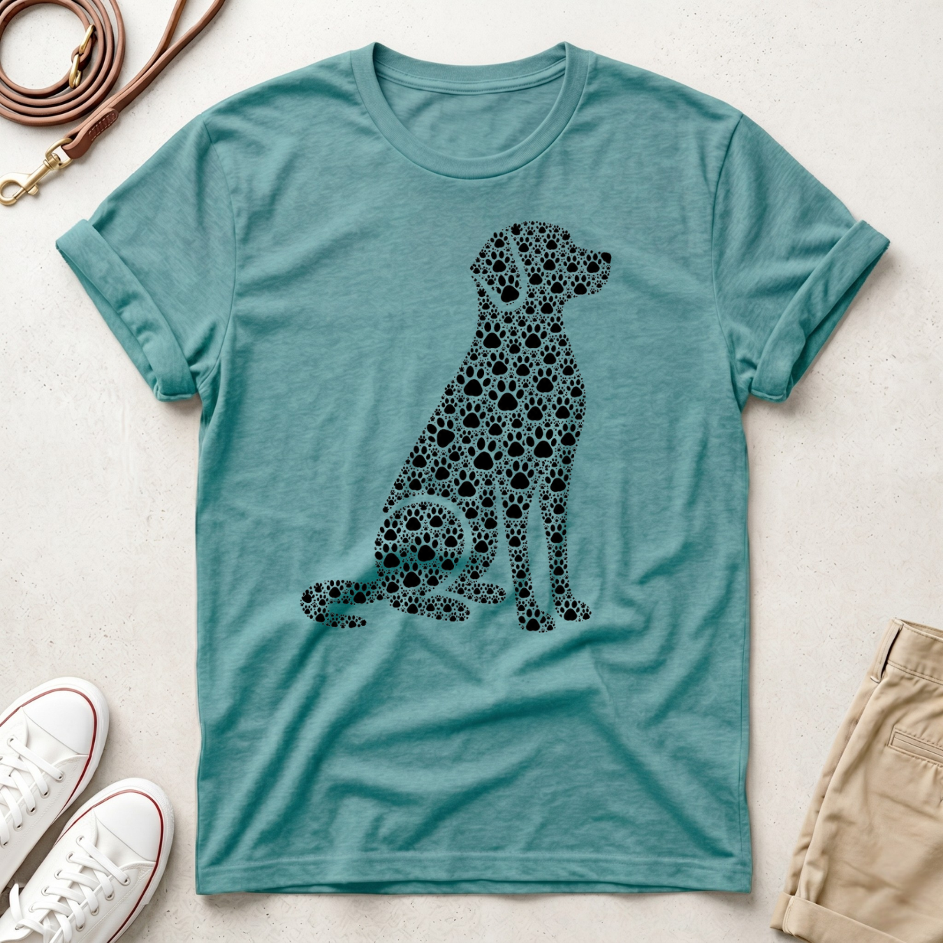 Dog Silhouette Floral T-Shirt