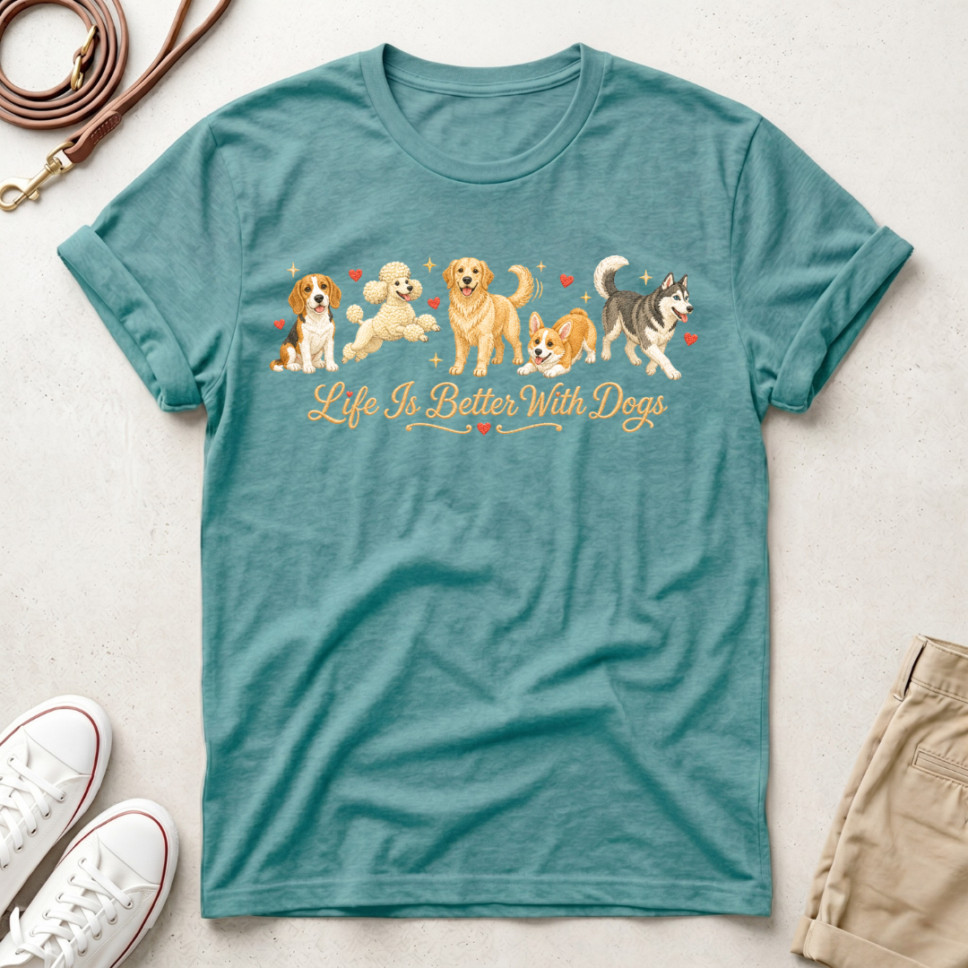 Dog Mom T-Shirt — Cute Row of Dogs Graphic Tee