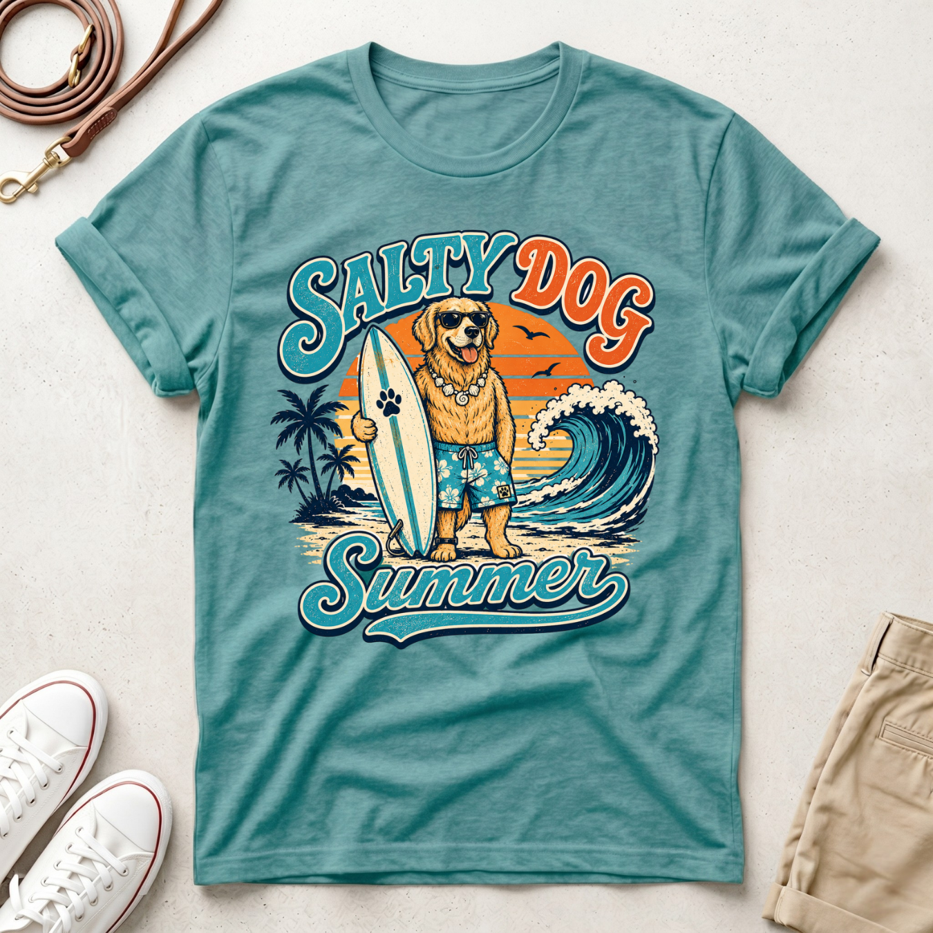 Surfing Dog Summer T-Shirt