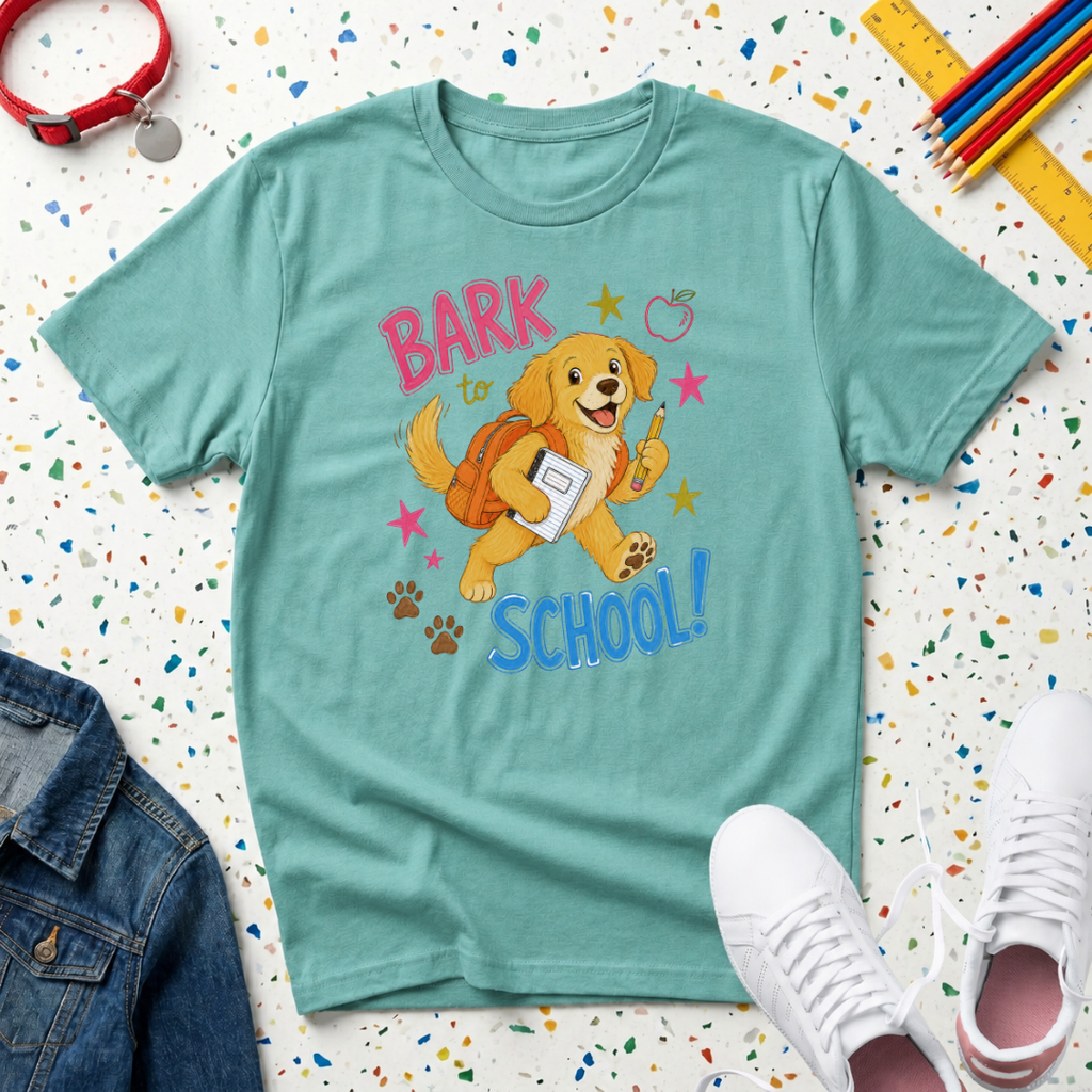 Youth "Bark to School" Puppy Backpack T‑Shirt