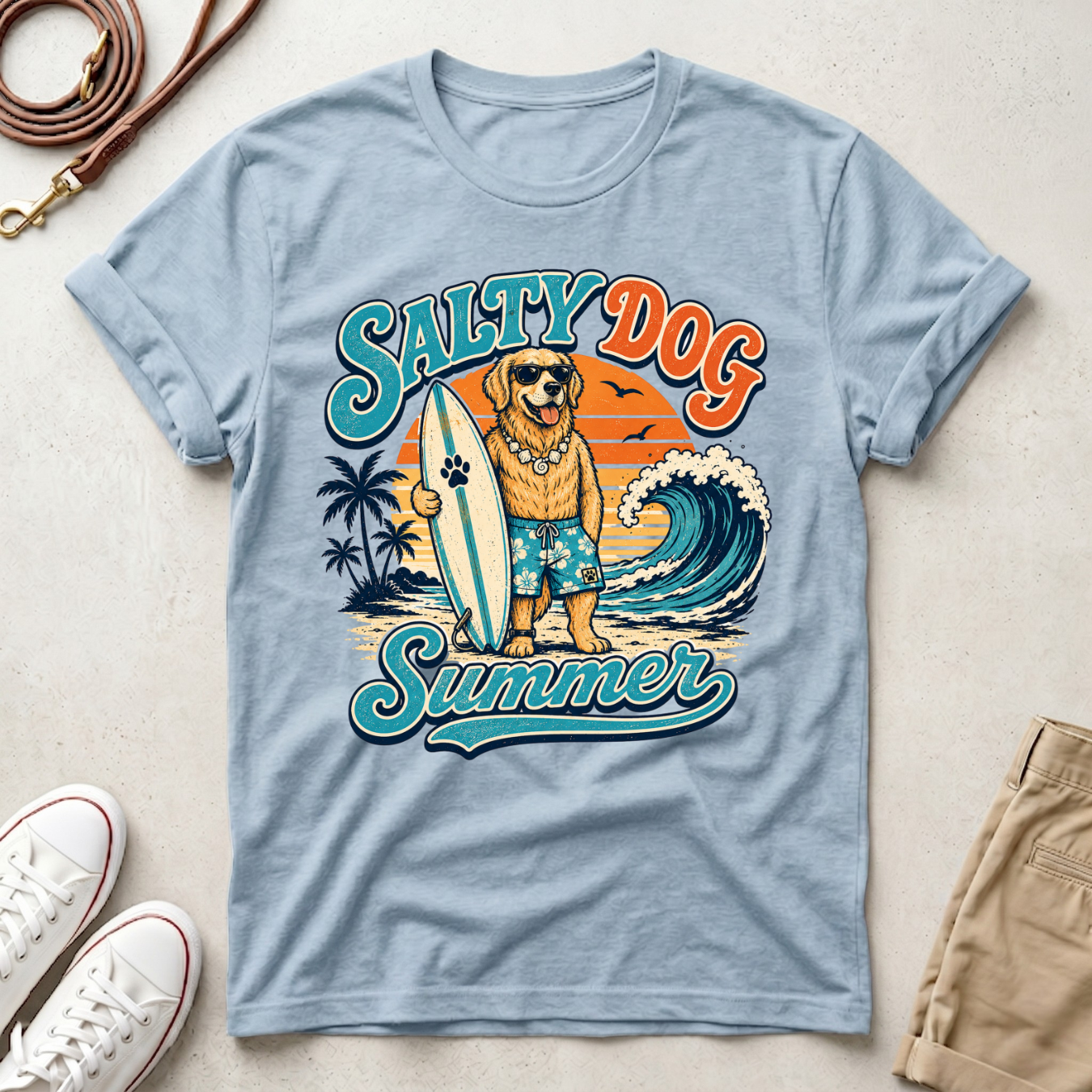 Surfing Dog Summer T-Shirt