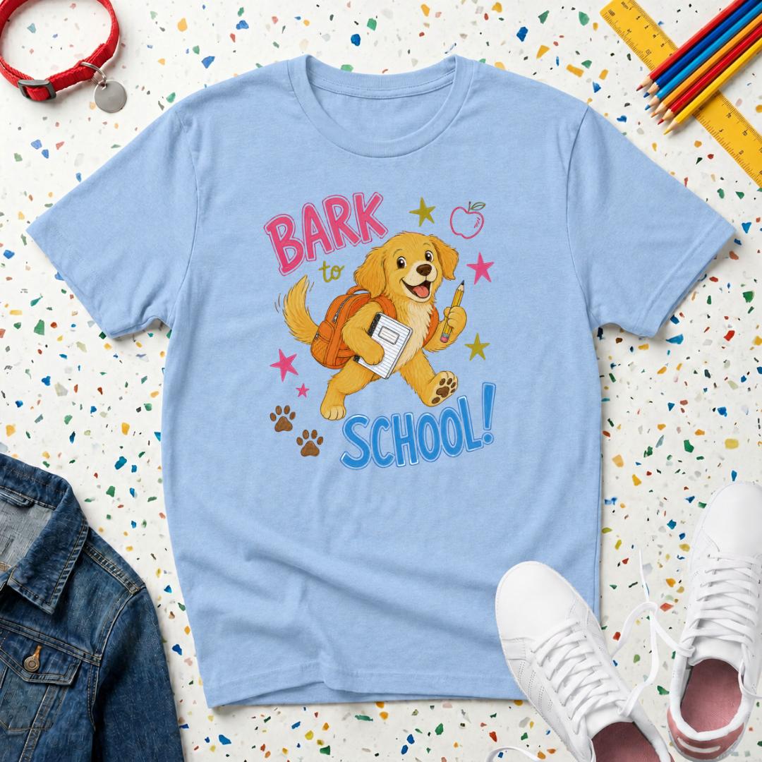 Youth "Bark to School" Puppy Backpack T‑Shirt