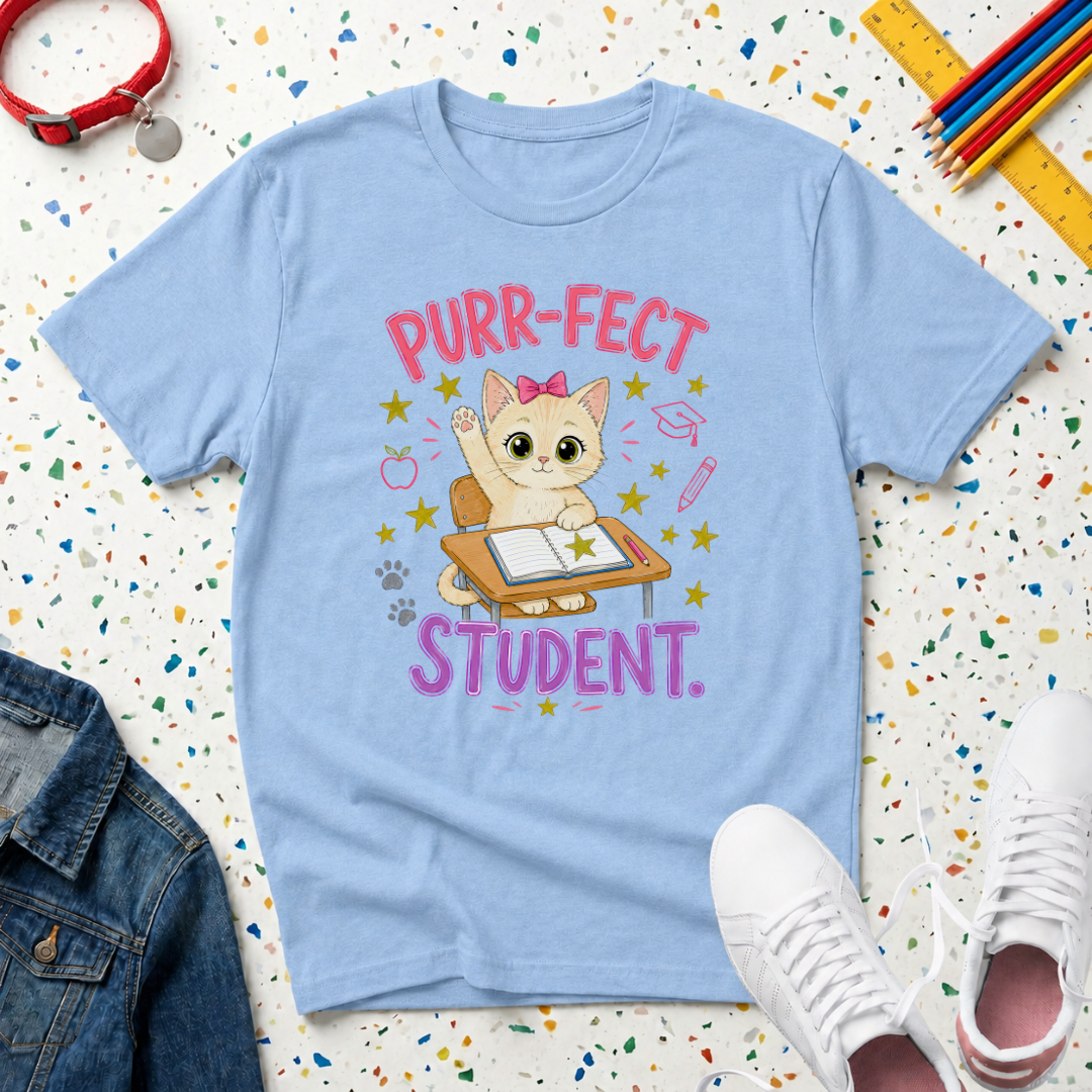 Purr-fect Student Youth kitten T-shirt