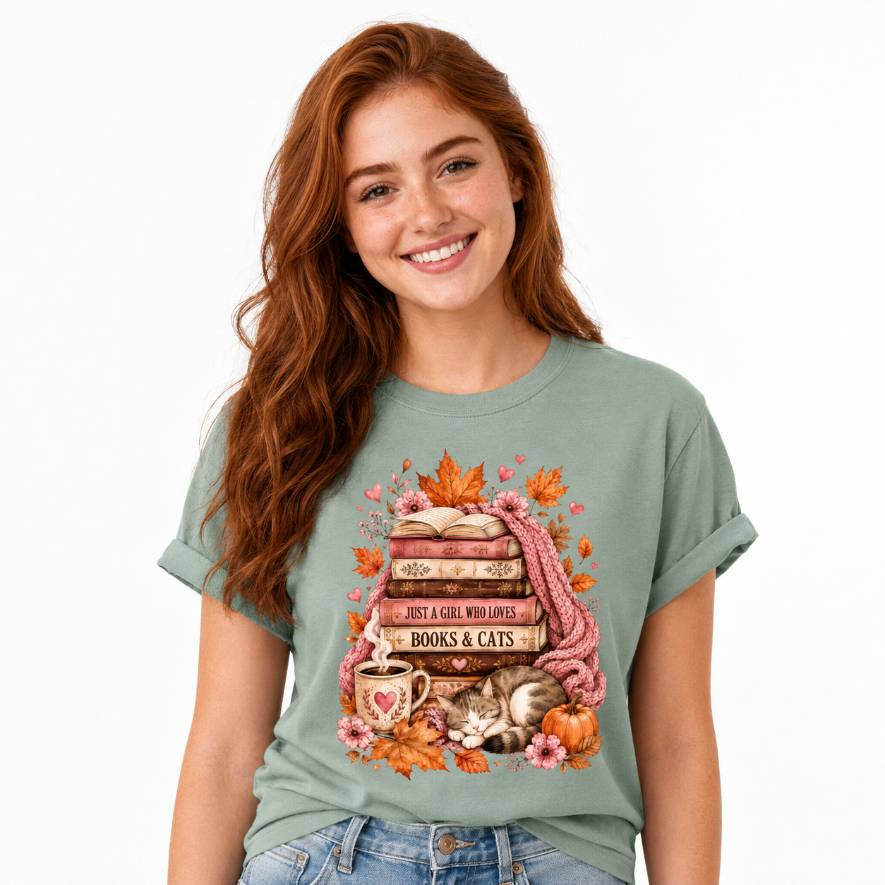 Just a Girl, Who Loves Books & CatsT-Shirt
