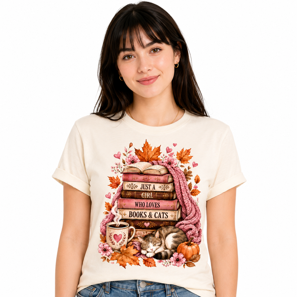 Just a Girl, Who Loves Books & CatsT-Shirt