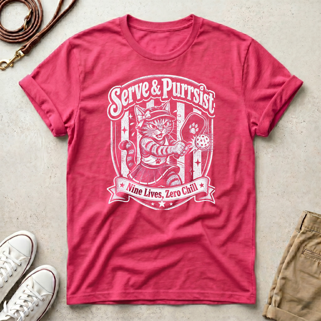 Pickle Ball Serve & Purrsist Cat T-Shirt