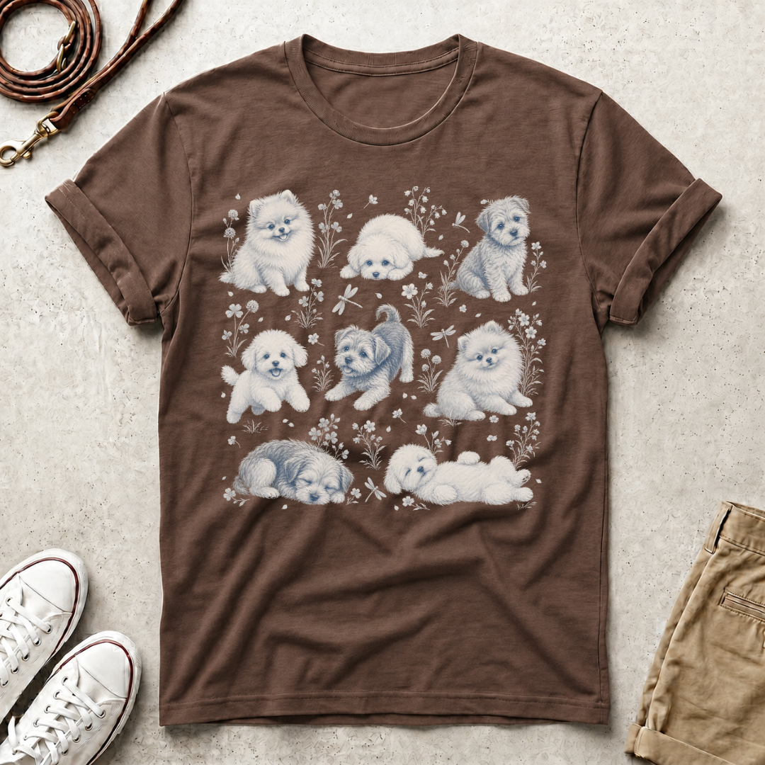 Pomeranian Puppy Pattern T-Shirt