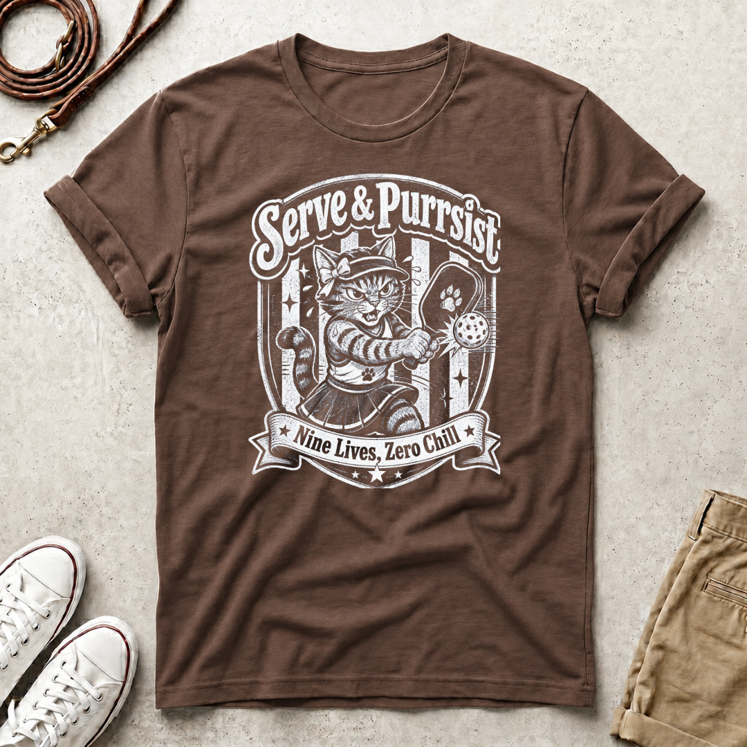 Pickle Ball Serve & Purrsist Cat T-Shirt