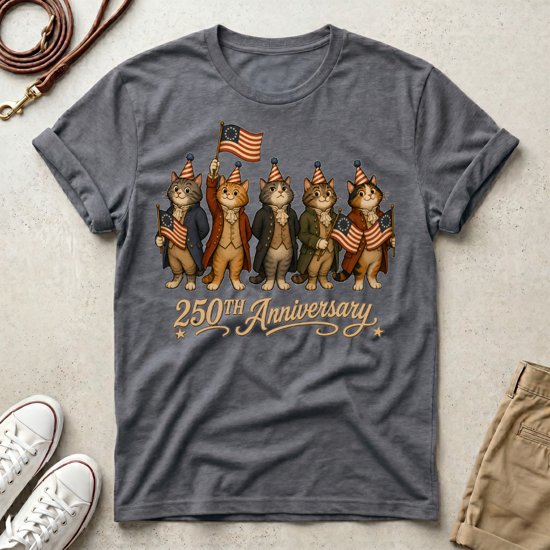 Patriotic Cats 250th Anniversary T-Shirt